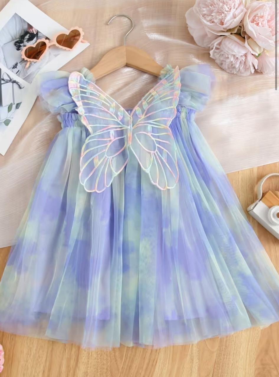 Iridescent Butterfly Tulle Dress for Girls