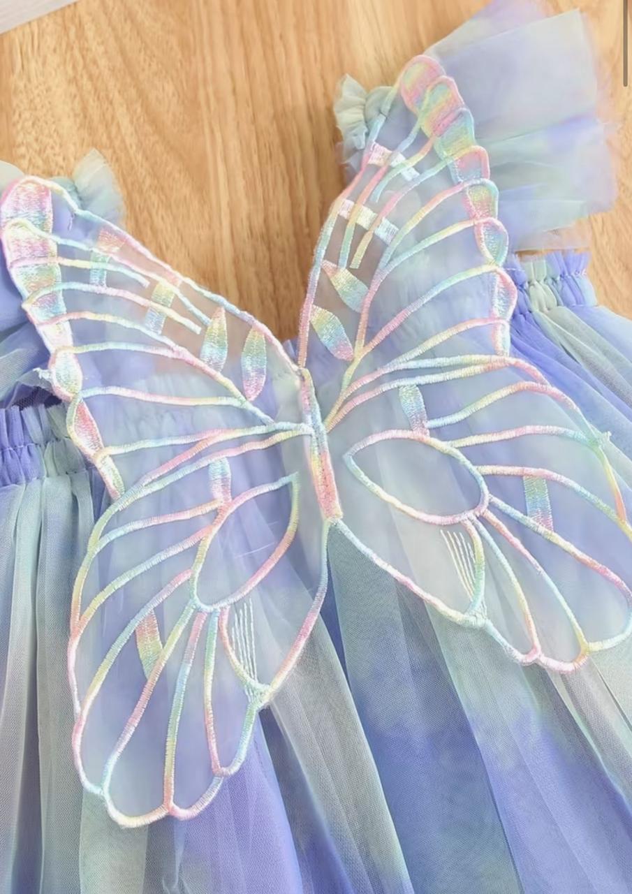 Iridescent Butterfly Tulle Dress for Girls