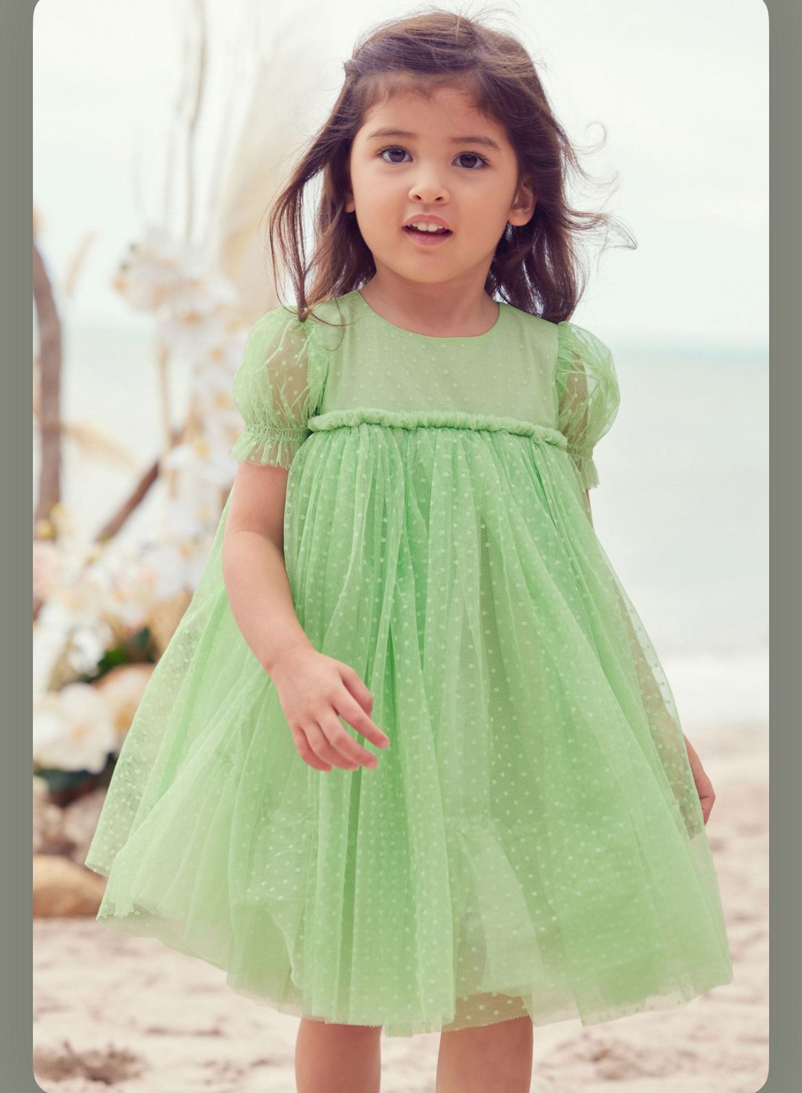 Green Tulle Party Dress for Girls Toddler