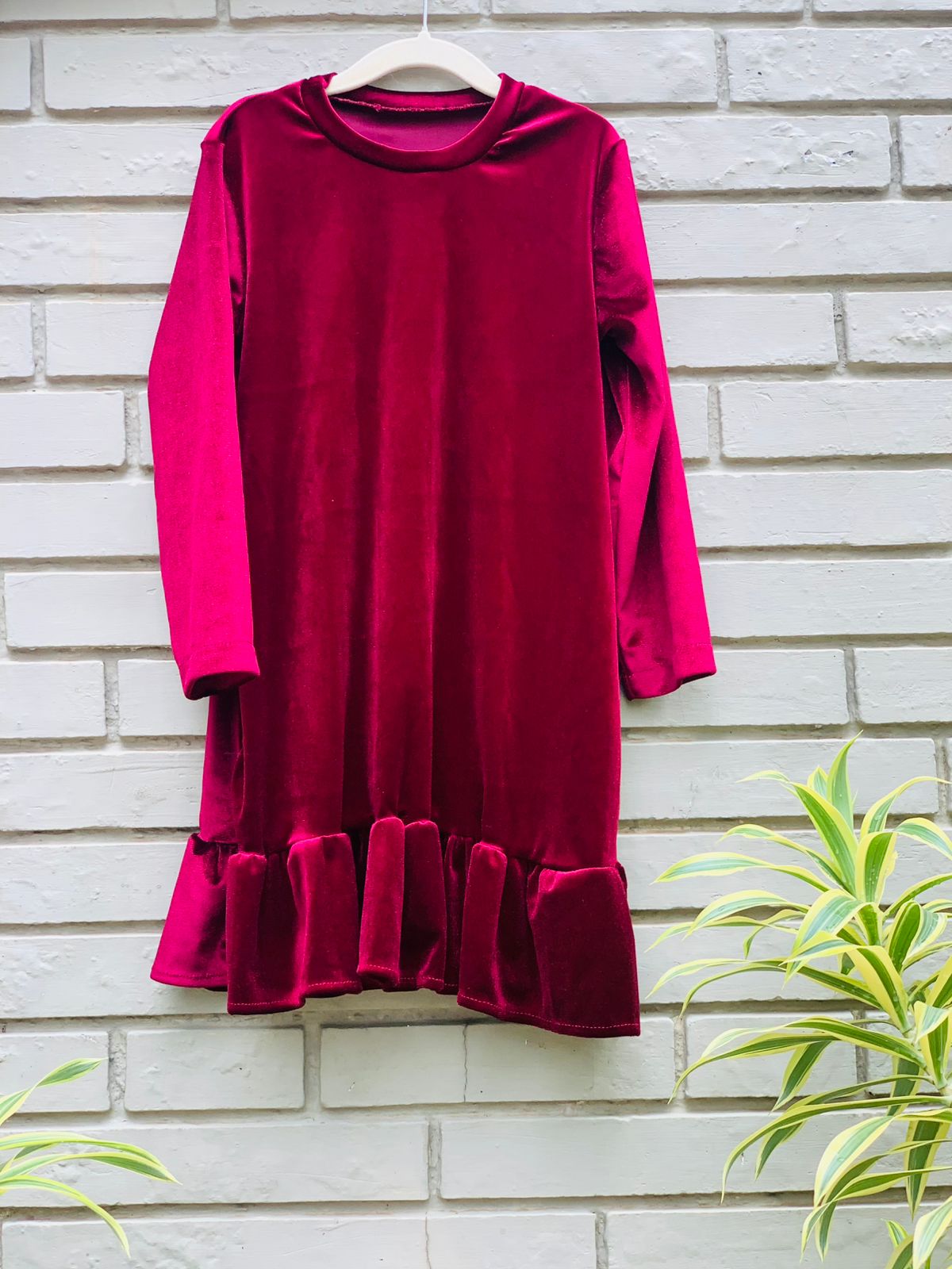 Girls Velvet Long Sleeve Party Dress – Toddler to Youth