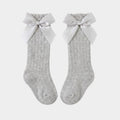 Heather Grey Satin Bow Knee-Highs