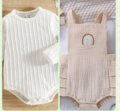 Neutral Knit Baby Romper Set with Dungaree | Premium Baby Unisex Wear