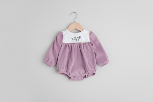 Lavender Corduroy Baby Girl Romper