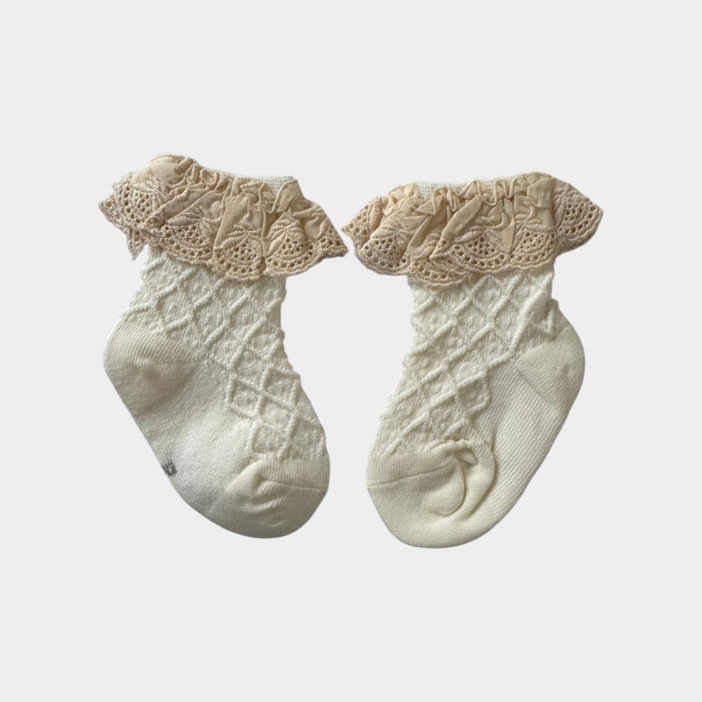 Lace Ruffle Baby Girl Socks – Soft Cotton Neutral