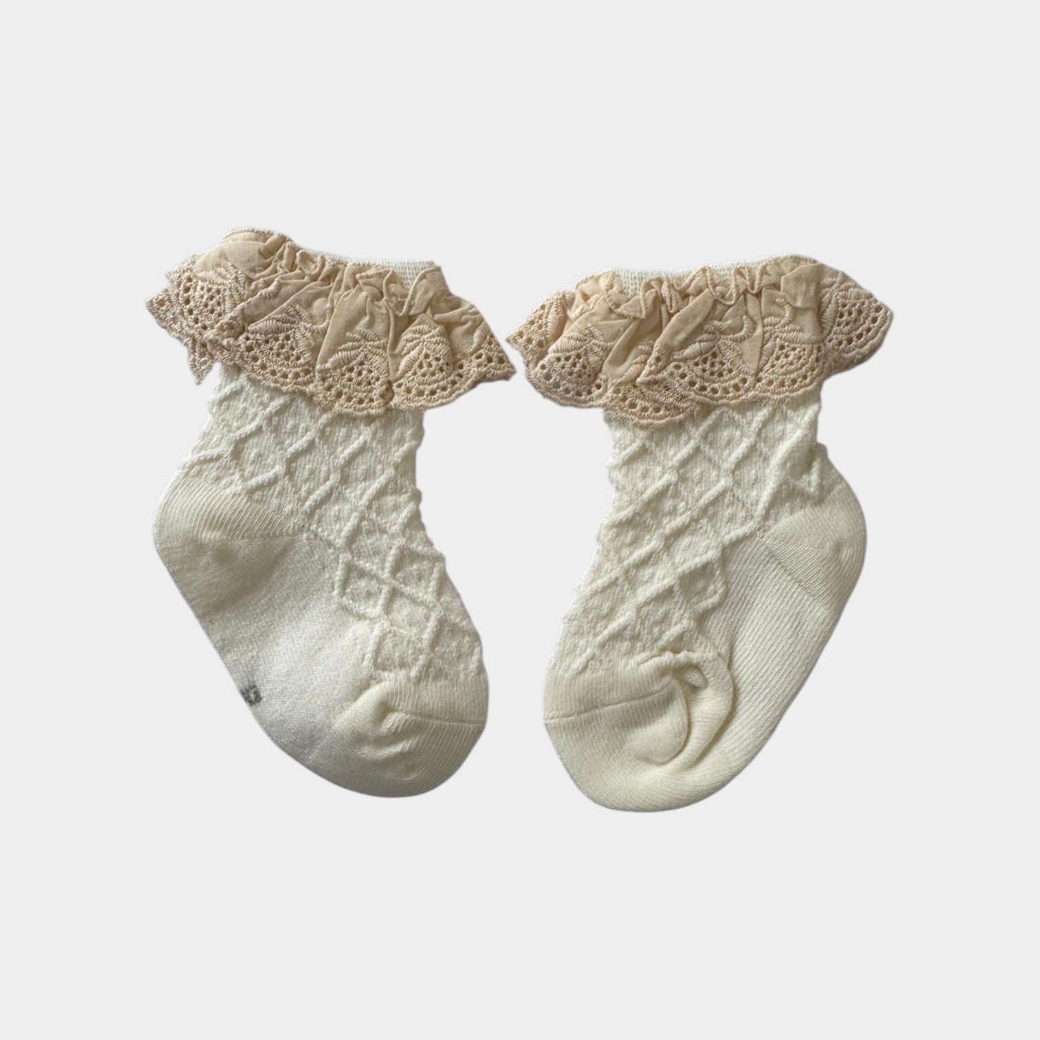 Lace Ruffle Baby Girl Socks – Soft Cotton Neutral