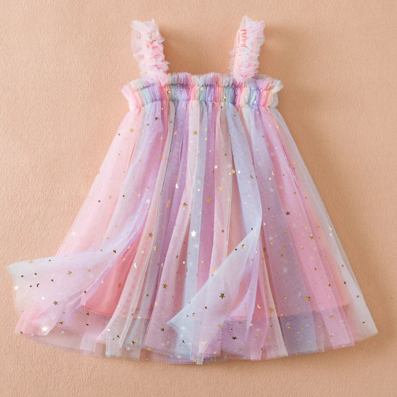 Pastel Star Tulle Dress for Baby Girls