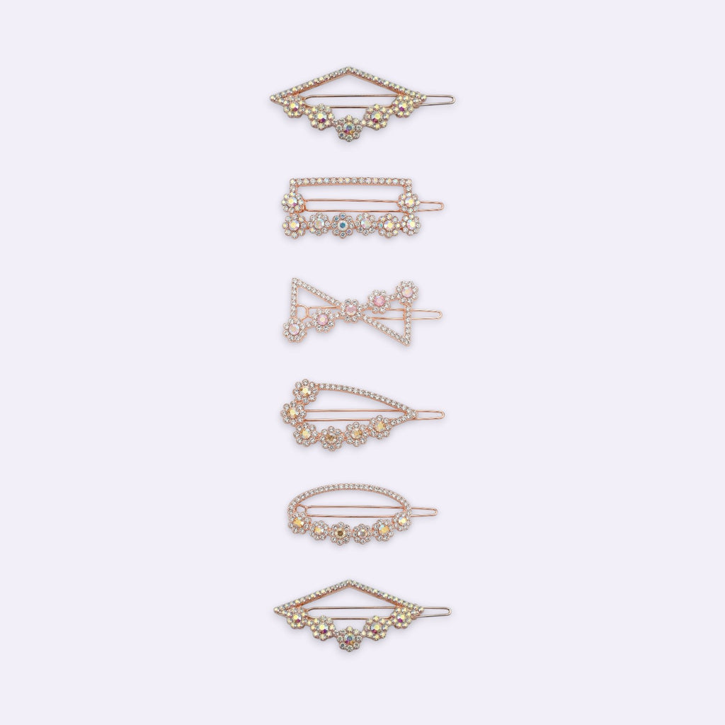 Luxe Crystal Floral Barrettes – Rose Gold Special Occasion Hair Clips