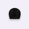 Baby Girl Black Bow Turban Hat – Soft Cotton Beanie
