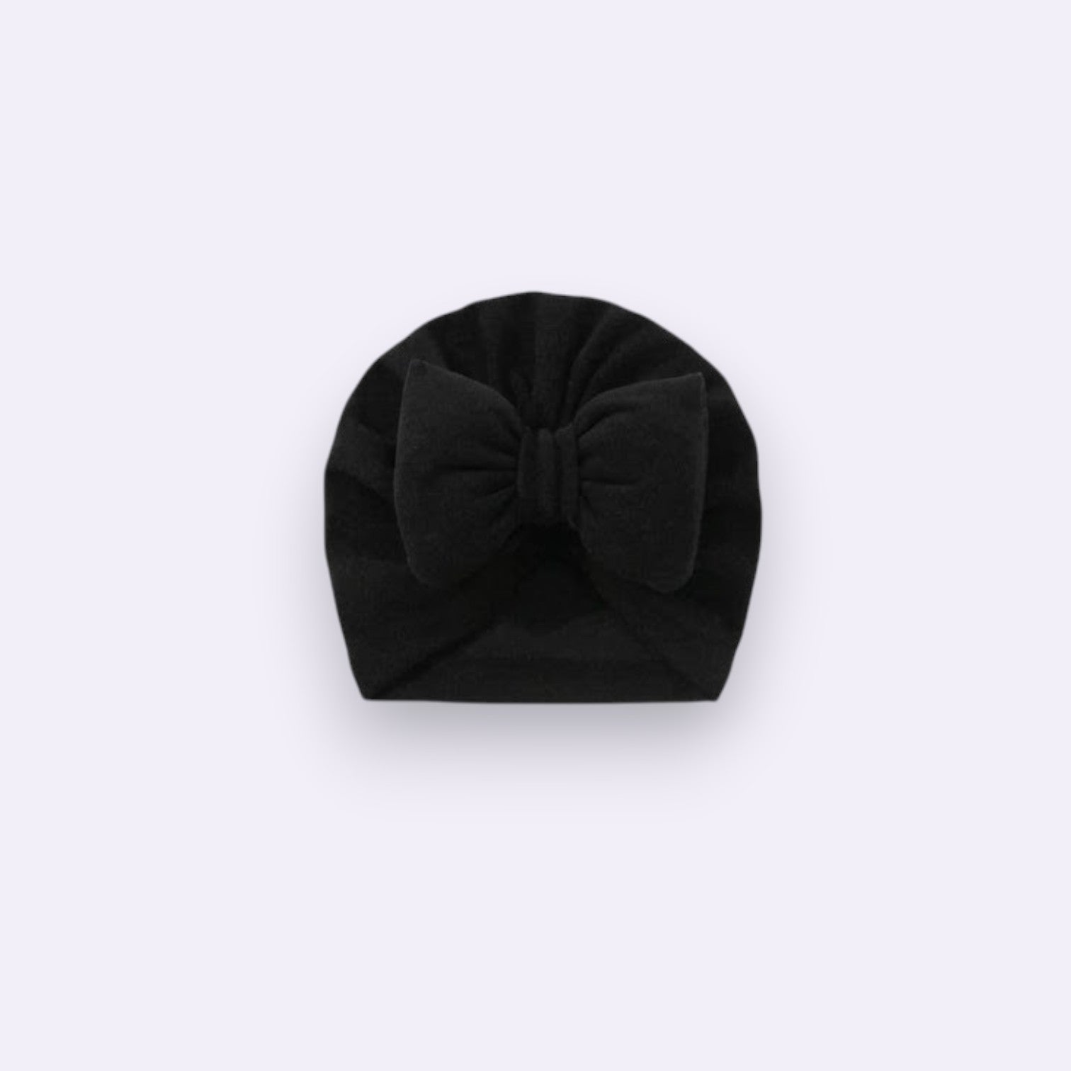 Baby Girl Black Bow Turban Hat – Soft Cotton Beanie