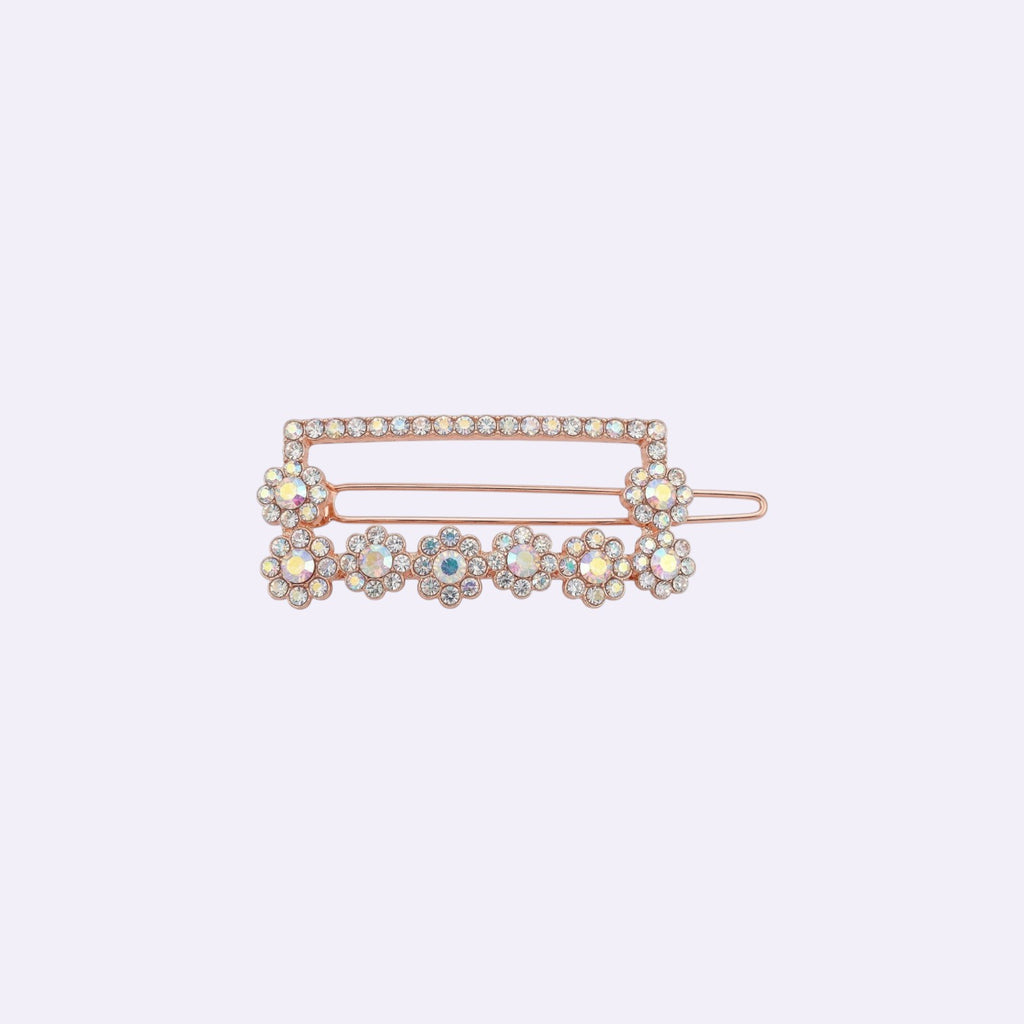 Luxe Crystal Floral Barrettes – Rose Gold Special Occasion Hair Clips