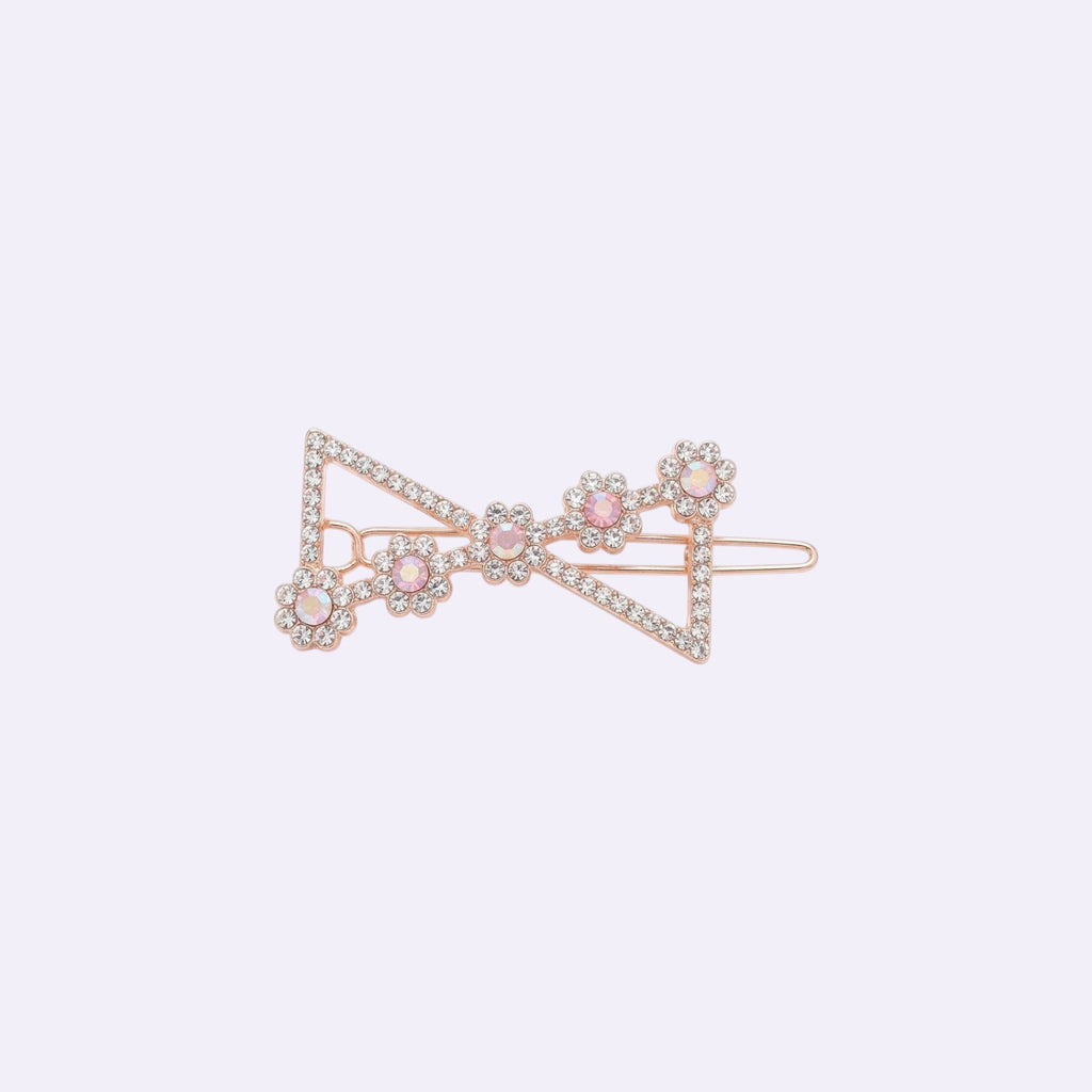Luxe Crystal Floral Barrettes – Rose Gold Special Occasion Hair Clips