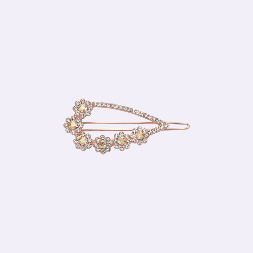 Luxe Crystal Floral Barrettes – Rose Gold Special Occasion Hair Clips