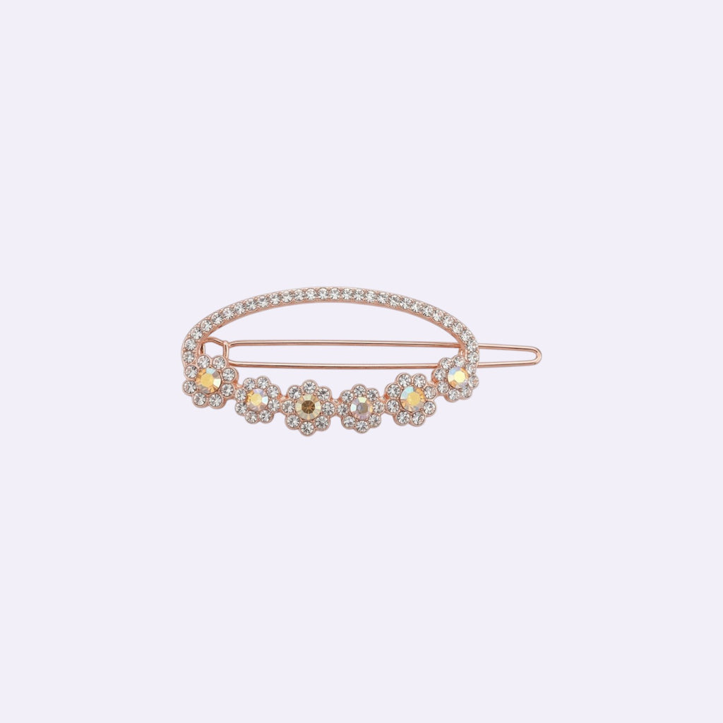 Luxe Crystal Floral Barrettes – Rose Gold Special Occasion Hair Clips