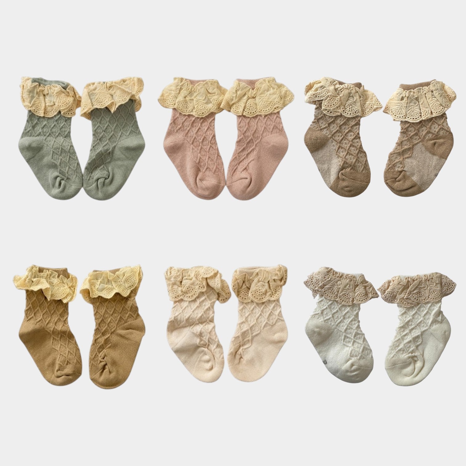 Lace Ruffle Baby Girl Socks – Soft Cotton Neutral