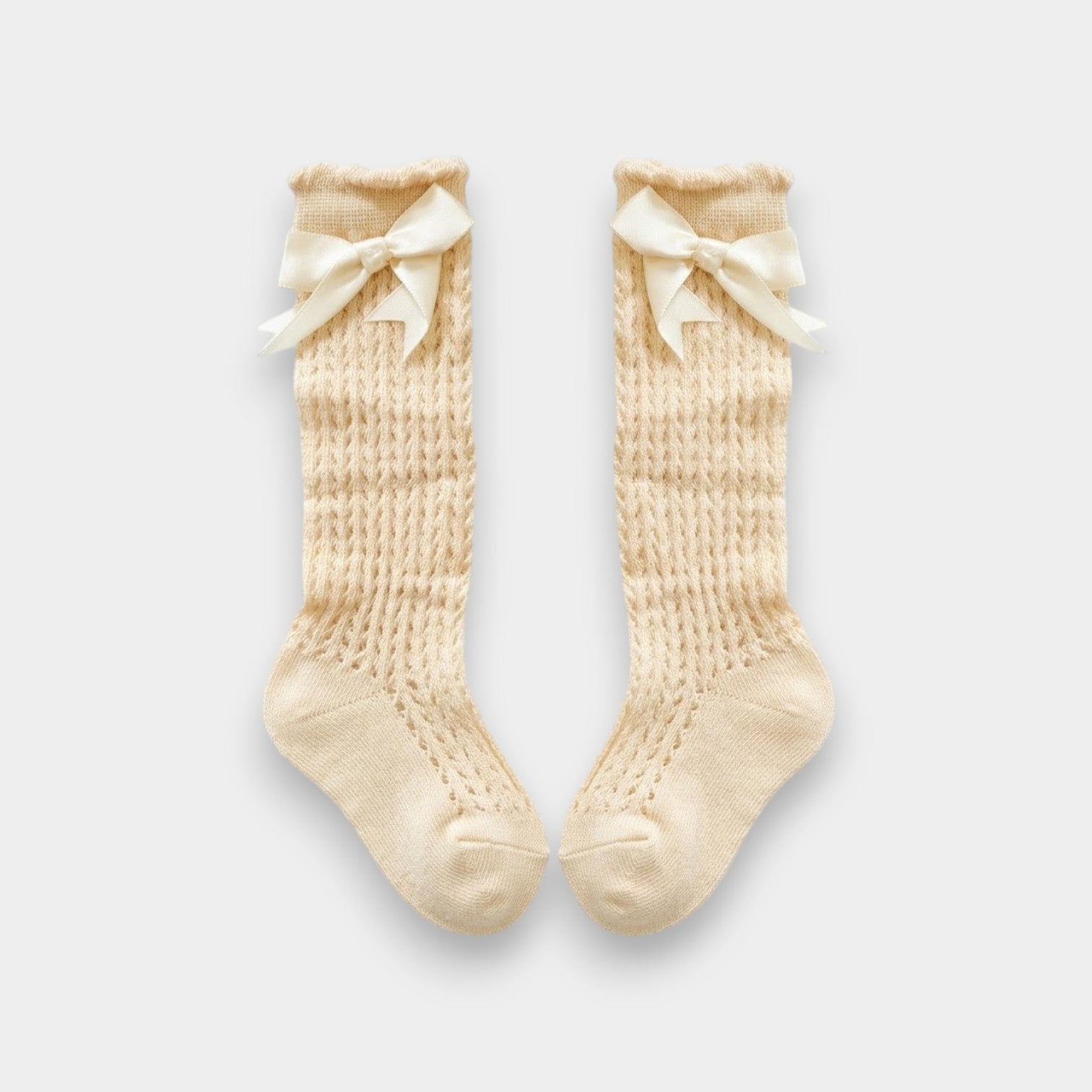 Lace Knit Baby Girl Knee High Socks with Bow