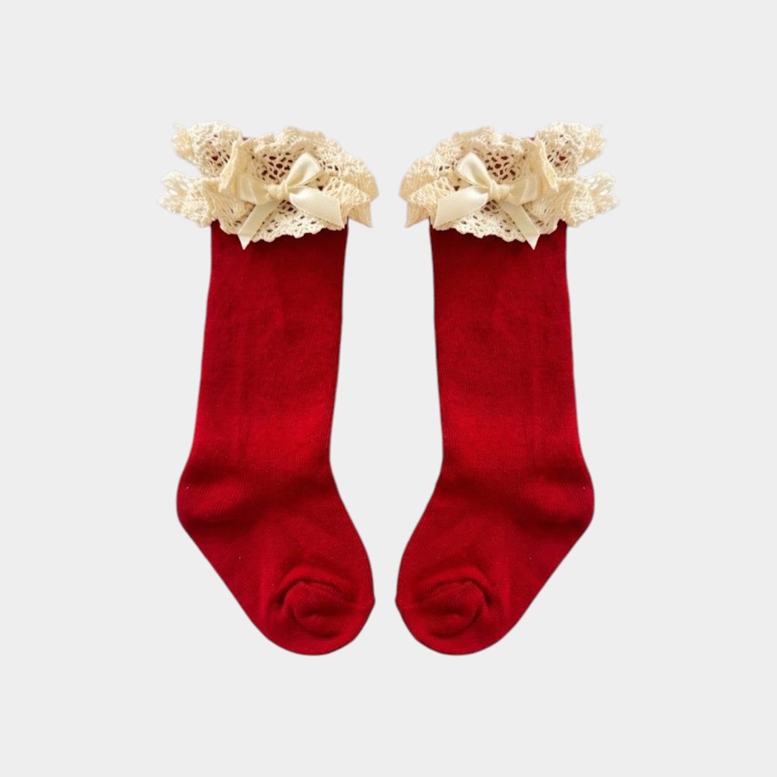 Festive Eyelet Lace Ruffle Baby Socks