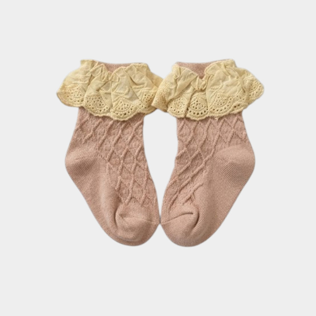 Lace Ruffle Baby Girl Socks – Soft Cotton Neutral