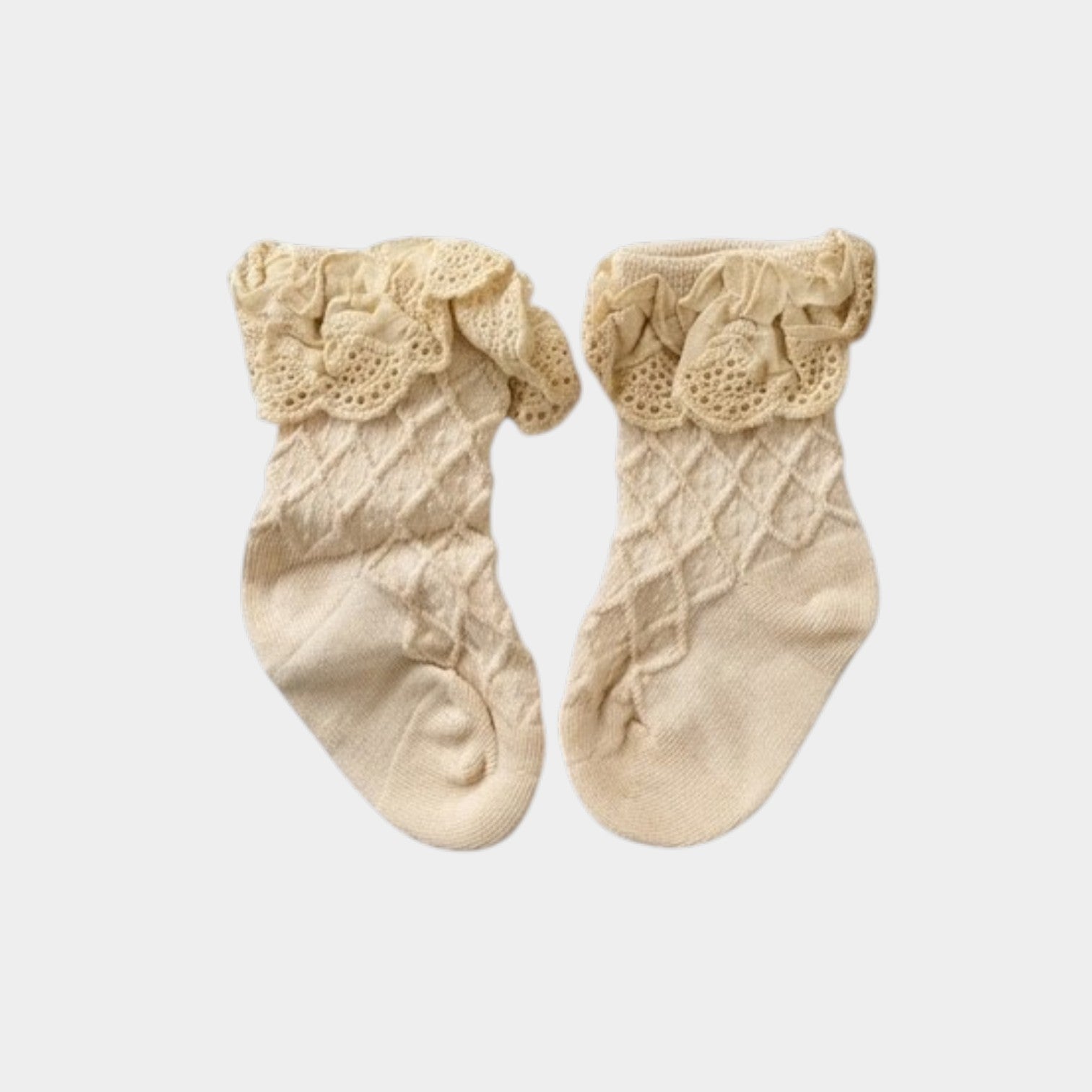 Lace Ruffle Baby Girl Socks – Soft Cotton Neutral