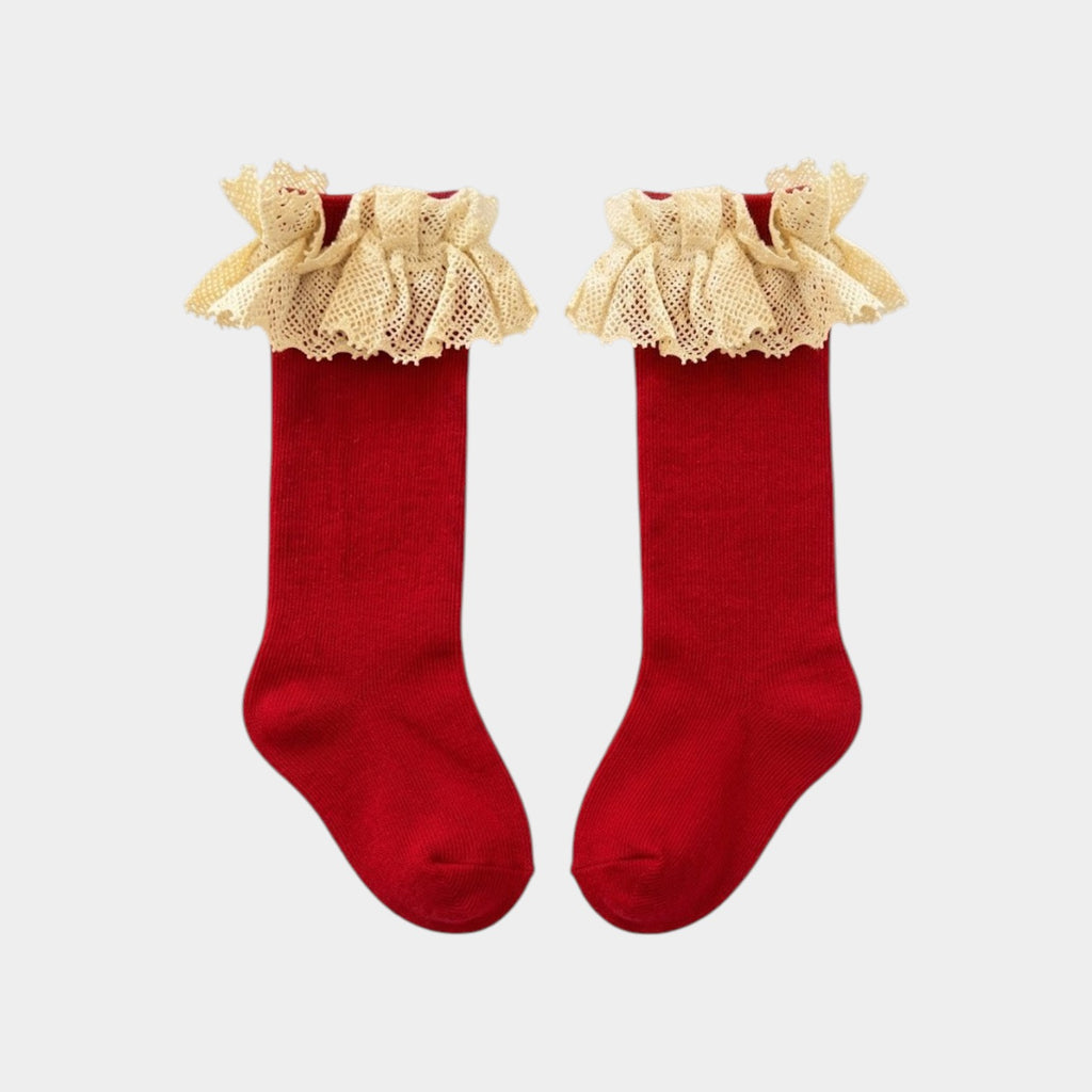 Boutique Floral Accent Ribbed  Socks