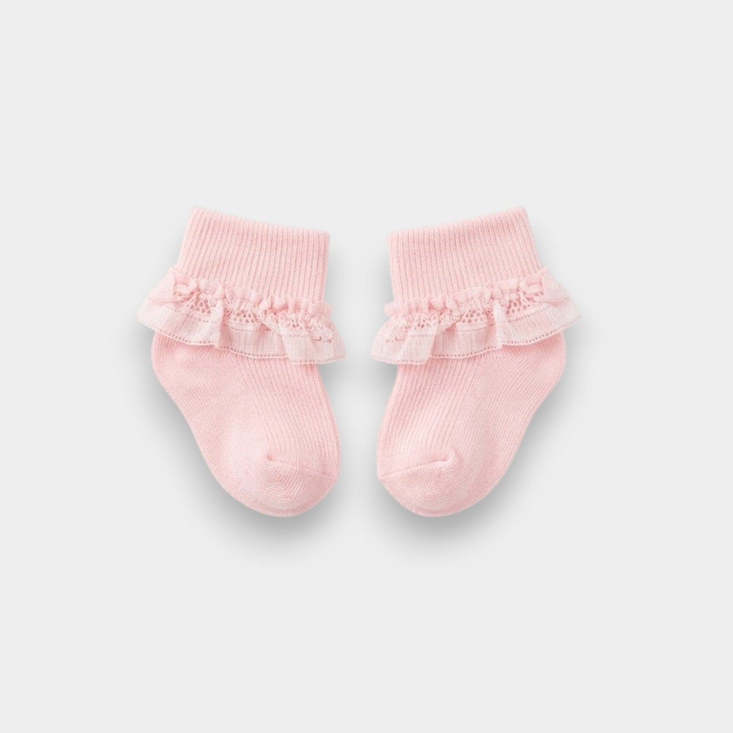 Baby Girl Lace Pink Ruffle Socks – Newborn