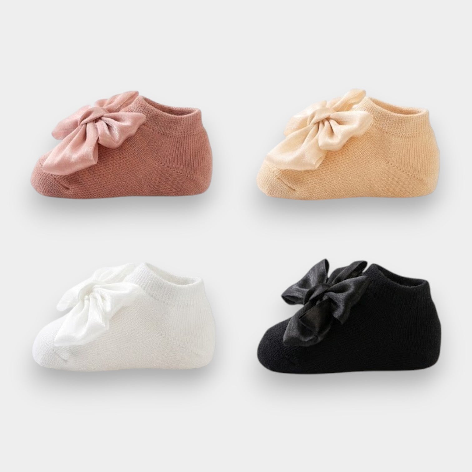 Boutique Satin Bow Ribbed Ankle Socks