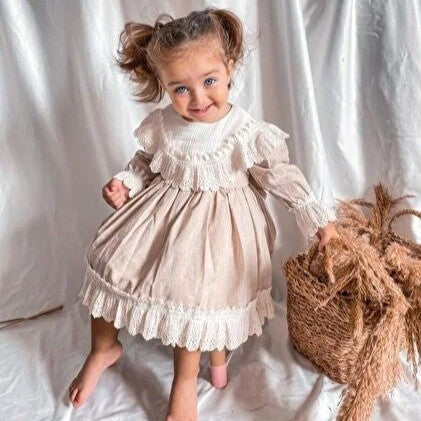Lace Ruffle Long Sleeve Dress for Toddler Girls