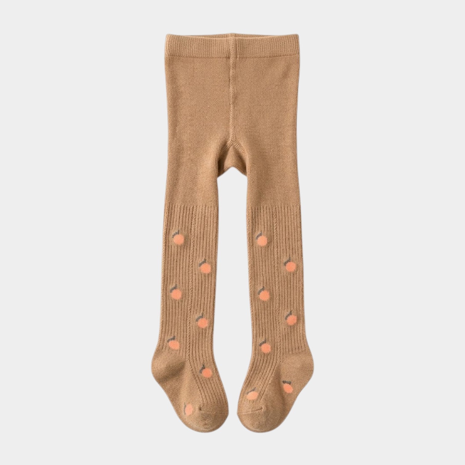 Harvest Orchard Embroidered Peach Ribbed Tights