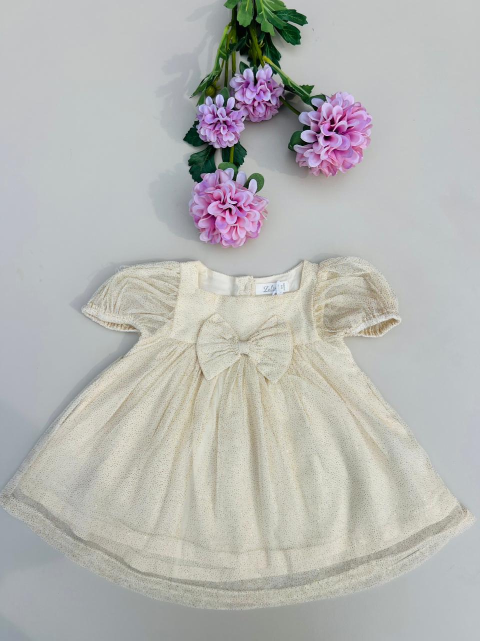Cream Shimmer Tulle Bow Front Dress – Lavanda Styles