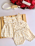 Buttercream Gingham Ruffle Bloomer Set