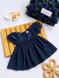 Midnight Navy Eyelet Smock Dress