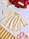 Vintage Cream Floral Embroidered Dress