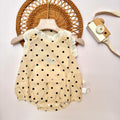 Cream Polka Dot Romper with Lace Trim Collar