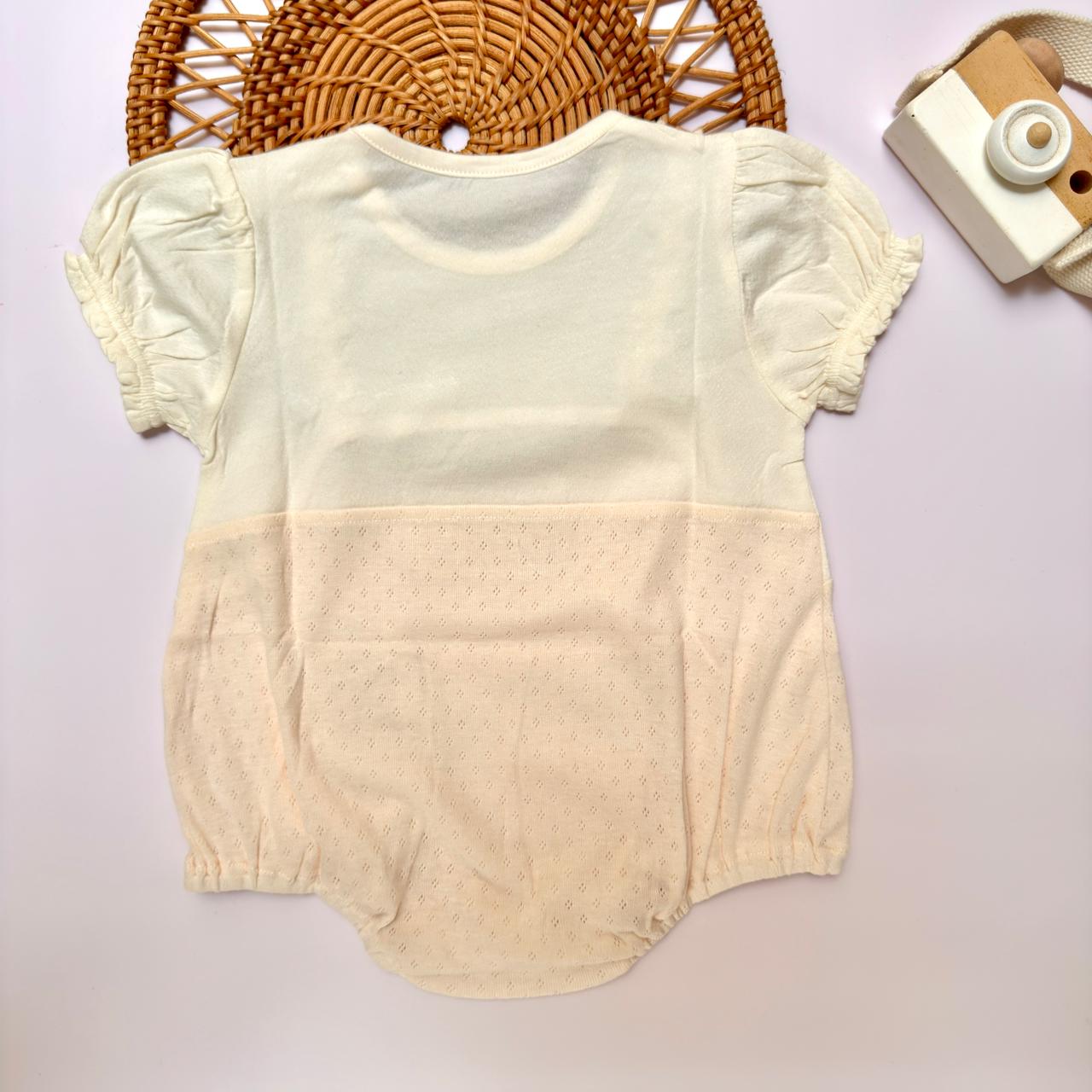 Dusty Pink Overall Romper with White Top, 2 Piece Set