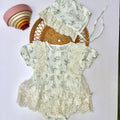 White Eyelet Lace Romper with Puff Sleeves