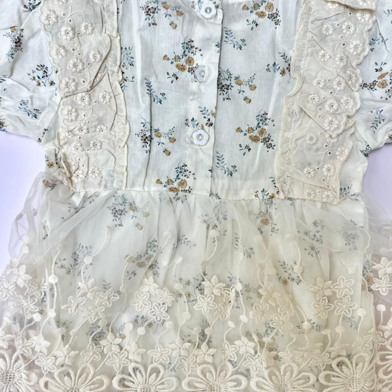 White Eyelet Lace Romper with Puff Sleeves