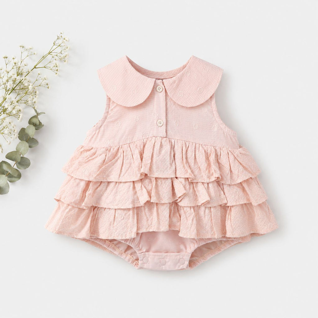 Apricot Tiered Ruffle Romper for Baby Girls