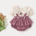 Dusty Pink Ruffle Bloomer Set with Floral Collar Top