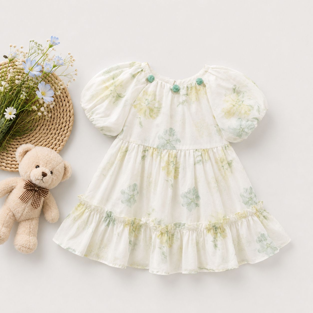 Floral Tiered Ruffle Dress for Girls