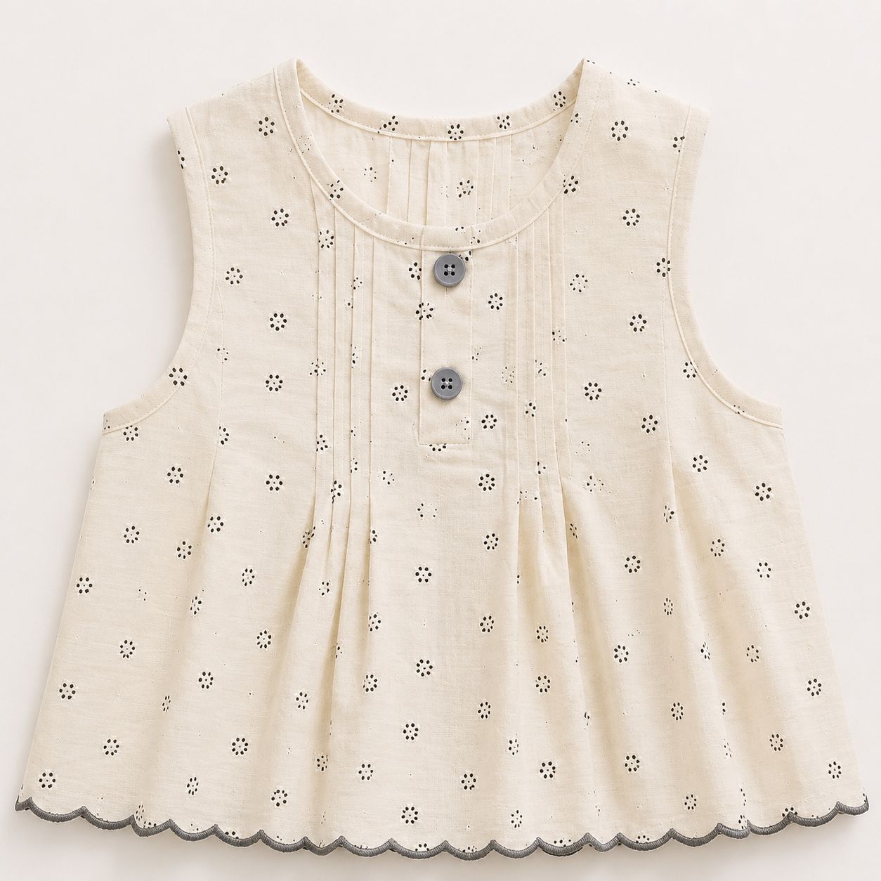 Cream Polka Dot Top & Navy Pants Set