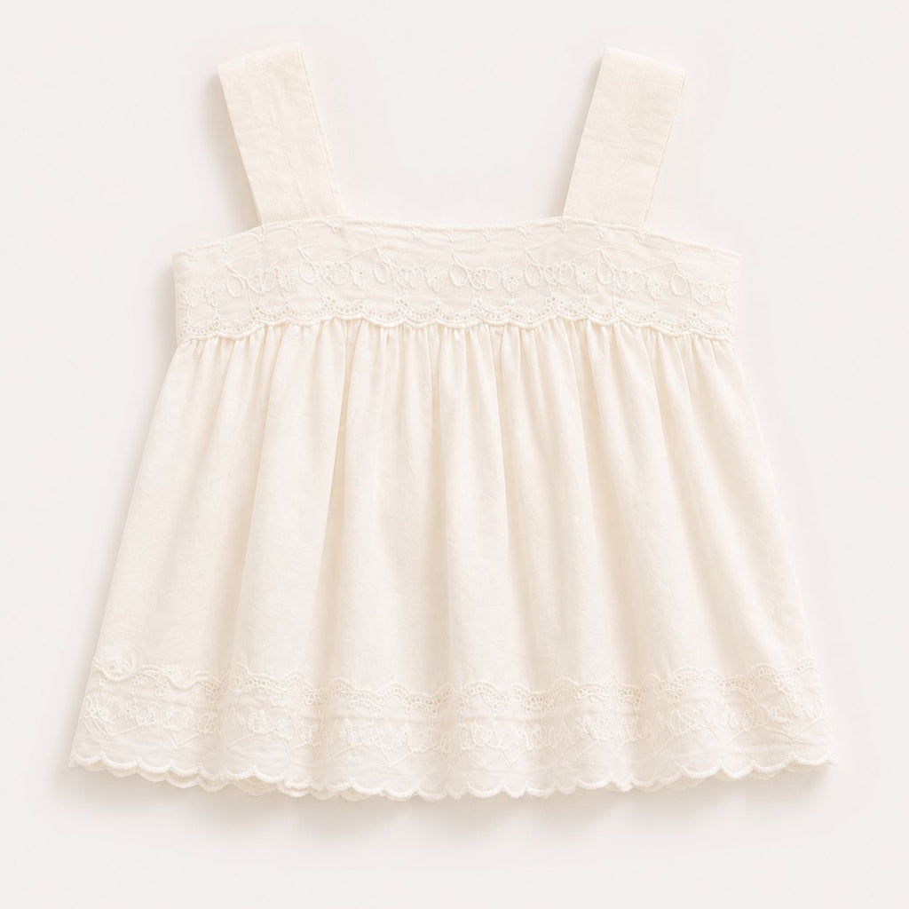 Cream Ruffle Top & Blue Lace Shorts Set