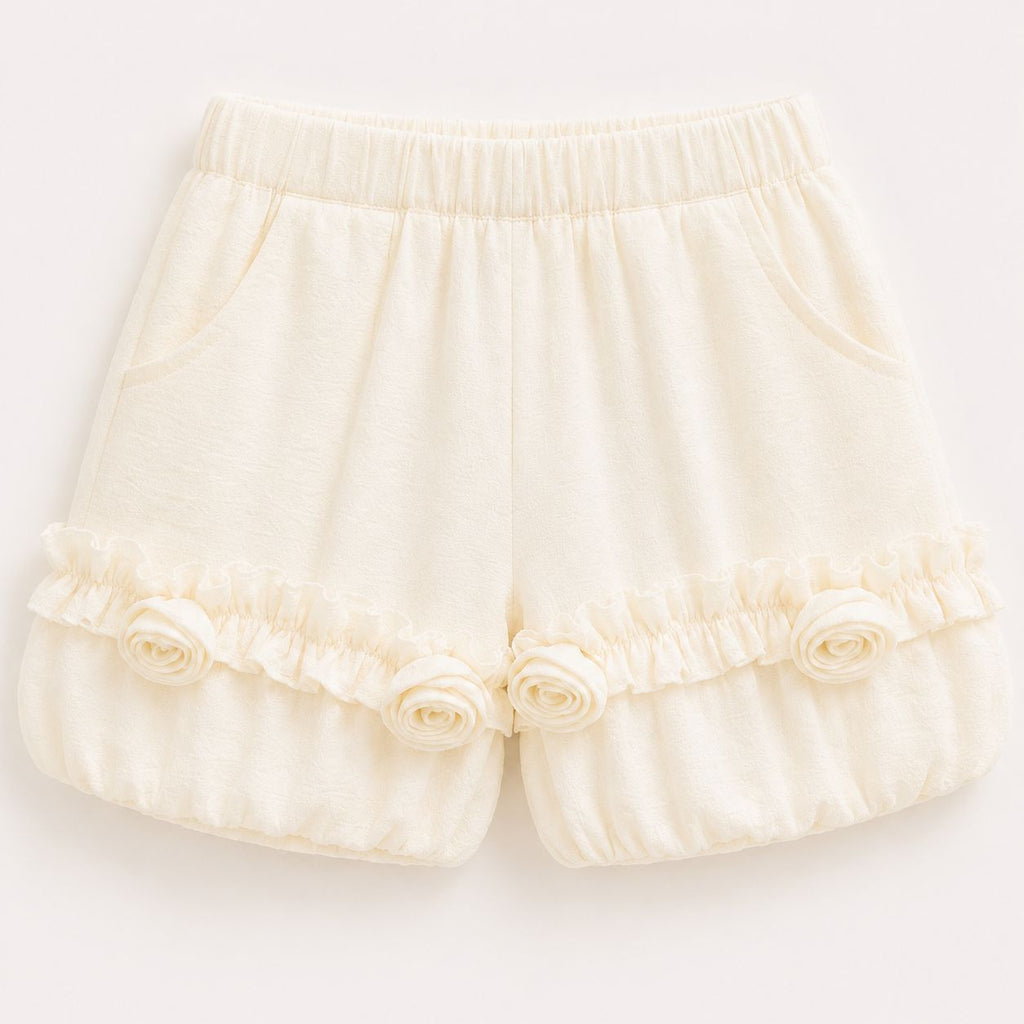 Cream Lace Top & Shorts Set