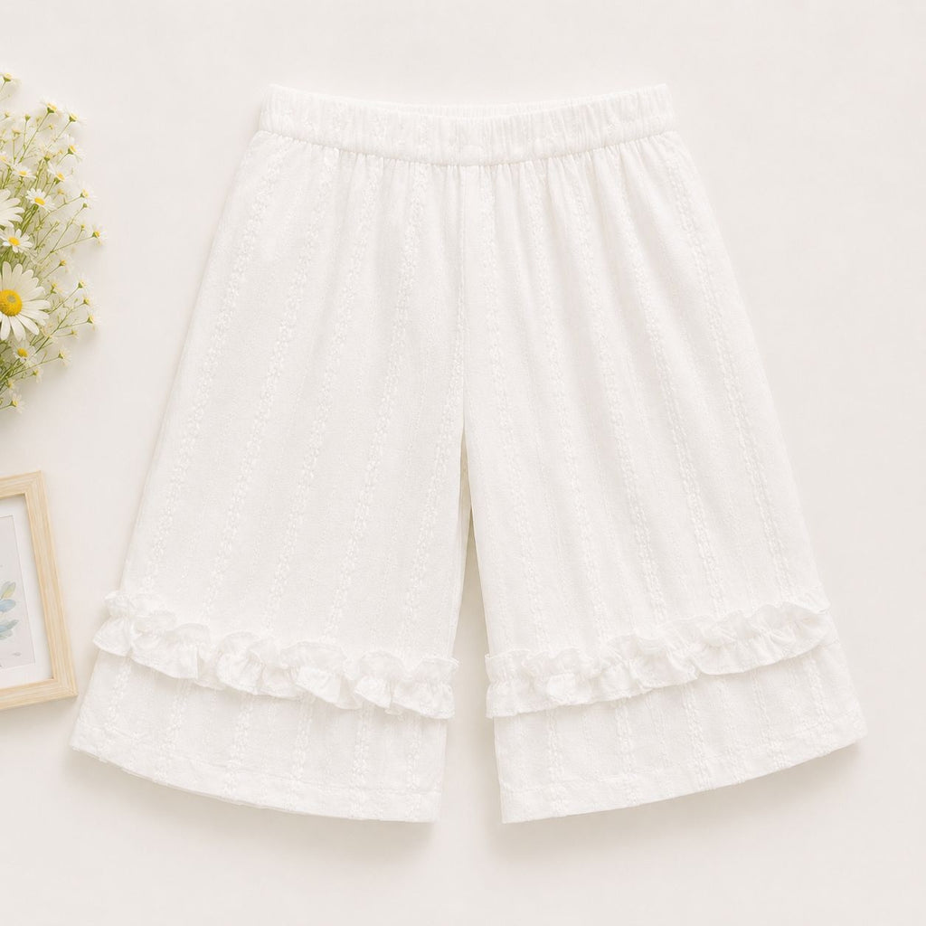 Blue Ruffle Top & White Lace Shorts Set