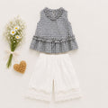 Gingham Ruffle Top & Lace Shorts Set