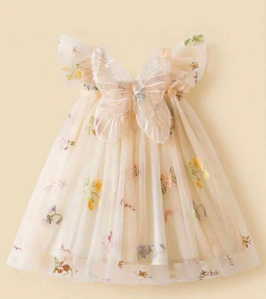 Floral Net Baby Party Dress with Bow | Premium Baby Girl Occasion Wear