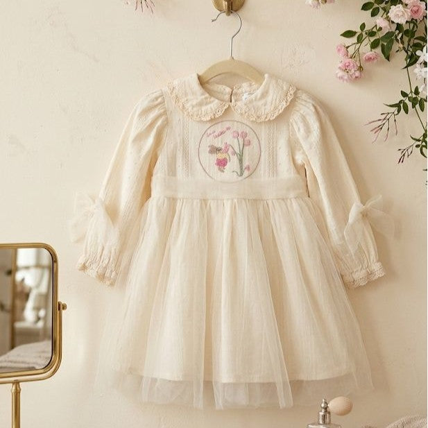 Ivory Storybook Embroidery & Tulle Dress