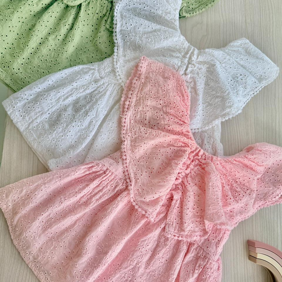 Spring Blossom Eyelet Ruffle Top Collection
