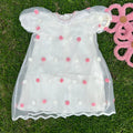 Polka Dot Tulle Overlay Frock, Blue & Pink