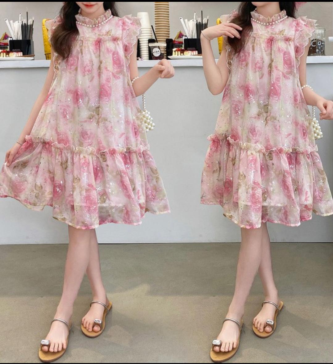 Girls' Floral Ruffle Dress—Lightweight Summer Party Outfit