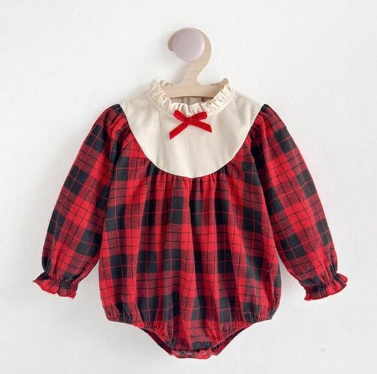 Plaid Baby Girl Long Sleeve Romper