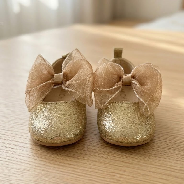 Metallic Shimmer Organza Bow Bootie